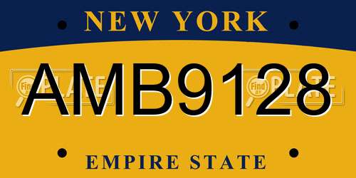 AMB9128 New York License Plate