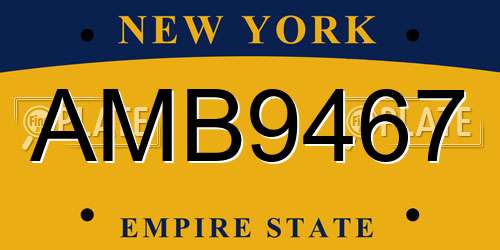 AMB9467 New York License Plate