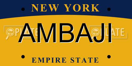 AMBAJI New York License Plate