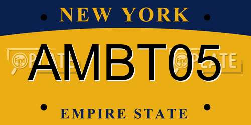 AMBT05 New York License Plate