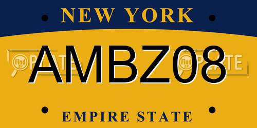 AMBZ08 New York License Plate