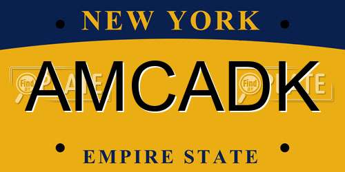 AMCADK New York License Plate