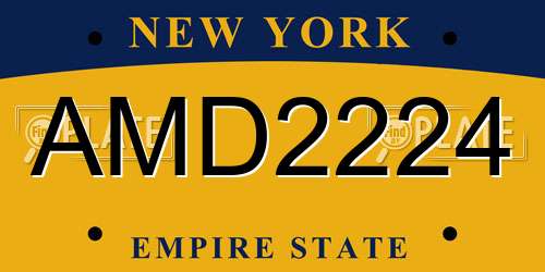 AMD2224 New York License Plate