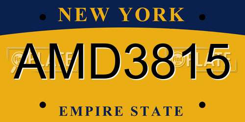AMD3815 New York License Plate