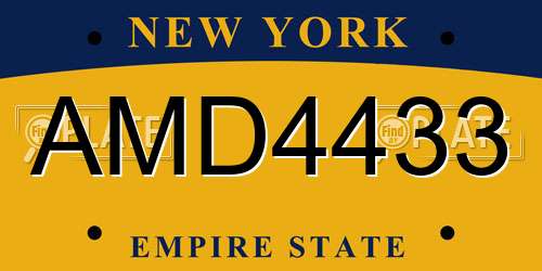 AMD4433 New York License Plate