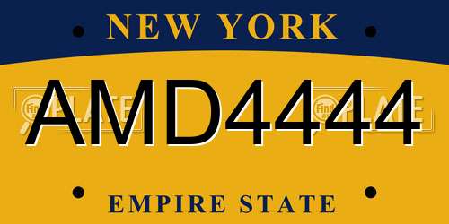 AMD4444 New York License Plate