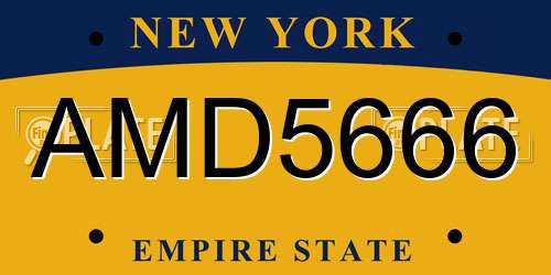 AMD5666 New York License Plate
