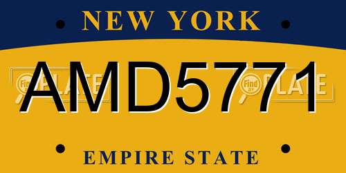 AMD5771 New York License Plate