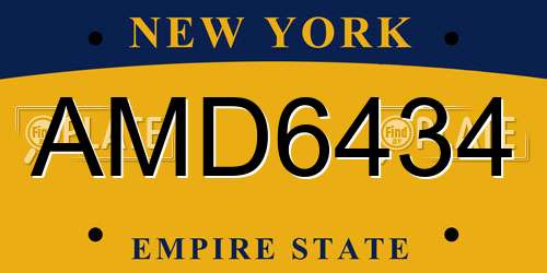 AMD6434 New York License Plate