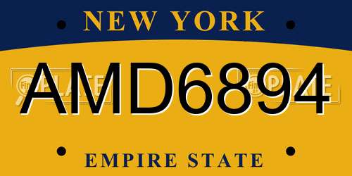 AMD6894 New York License Plate