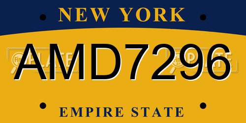 AMD7296 New York License Plate