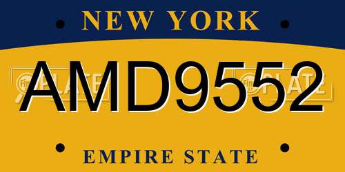 AMD9552 New York License Plate