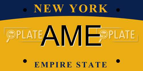 AME New York License Plate