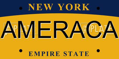 AMERACA New York License Plate