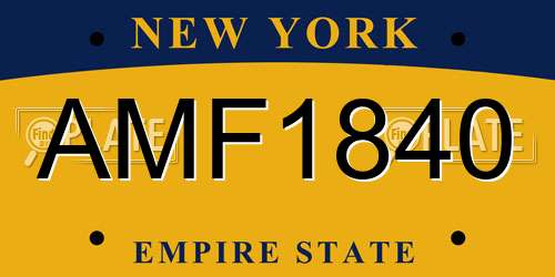 AMF1840 New York License Plate