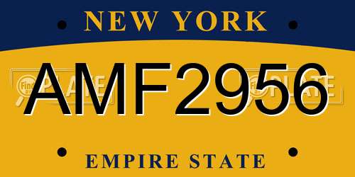 AMF2956 New York License Plate