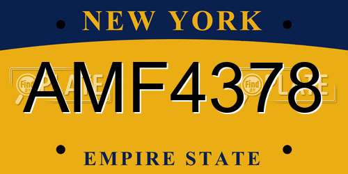 AMF4378 New York License Plate