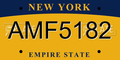 AMF5182 New York License Plate