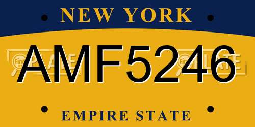 AMF5246 New York License Plate