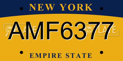AMF6377 New York License Plate