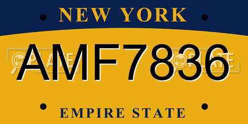 AMF7836 New York License Plate