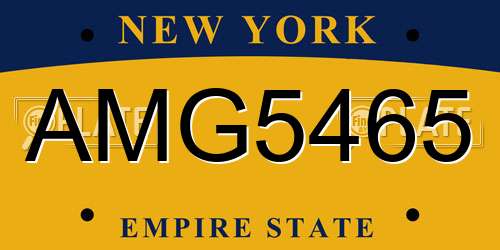 AMG5465 New York License Plate