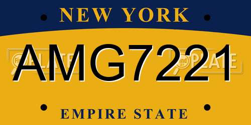 AMG7221 New York License Plate