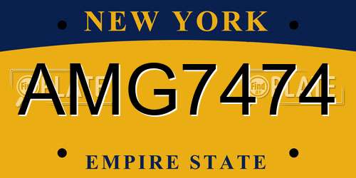 AMG7474 New York License Plate