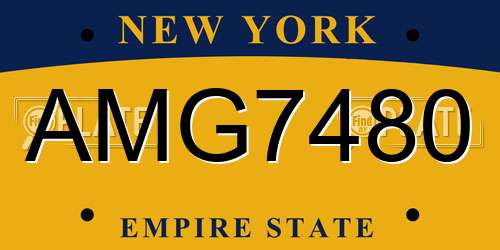 AMG7480 New York License Plate