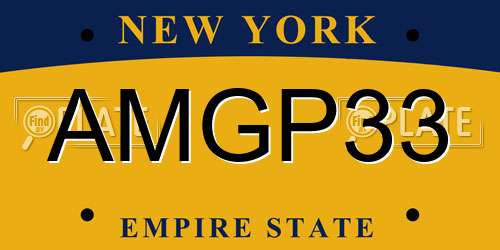AMGP33 New York License Plate