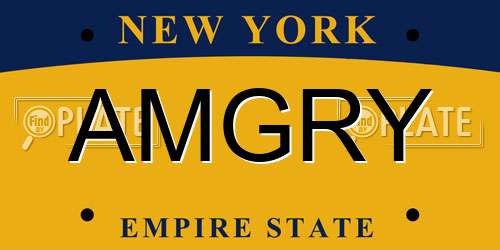 AMGRY New York License Plate