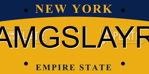 AMGSLAYR New York License Plate