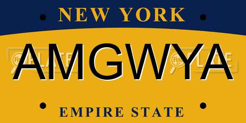 AMGWYA New York License Plate