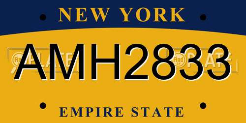 AMH2833 New York License Plate