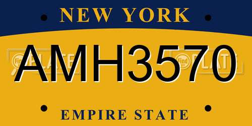 AMH3570 New York License Plate