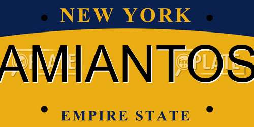 AMIANTOS New York License Plate