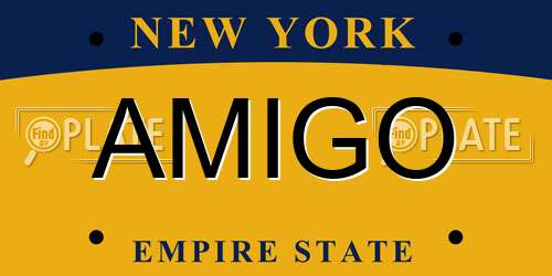 AMIGO New York License Plate