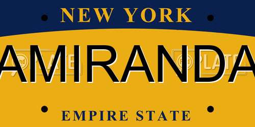 AMIRANDA New York License Plate