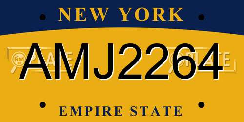AMJ2264 New York License Plate