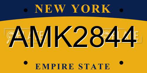 AMK2844 New York License Plate