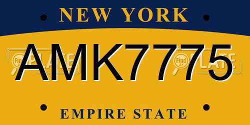 AMK7775 New York License Plate