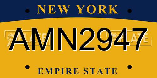 AMN2947 New York License Plate
