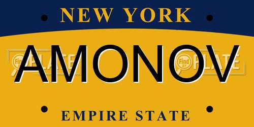 AMONOV New York License Plate