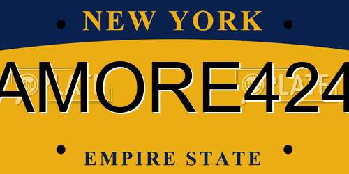 AMORE424 New York License Plate