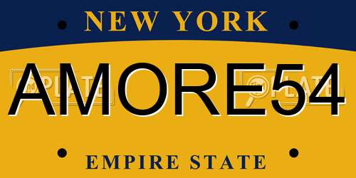 AMORE54 New York License Plate