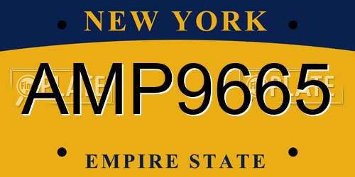 AMP9665 New York License Plate
