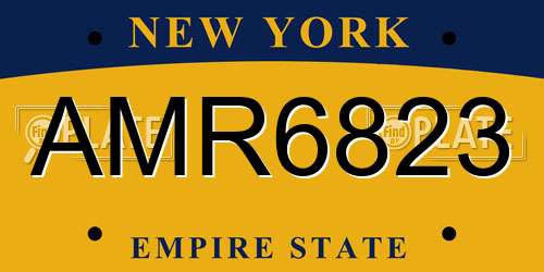 AMR6823 New York License Plate
