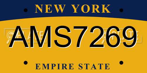 AMS7269 New York License Plate