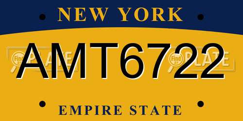 AMT6722 New York License Plate