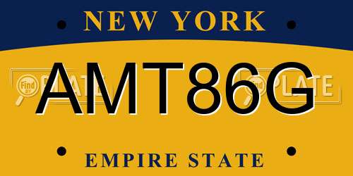 AMT86G New York License Plate